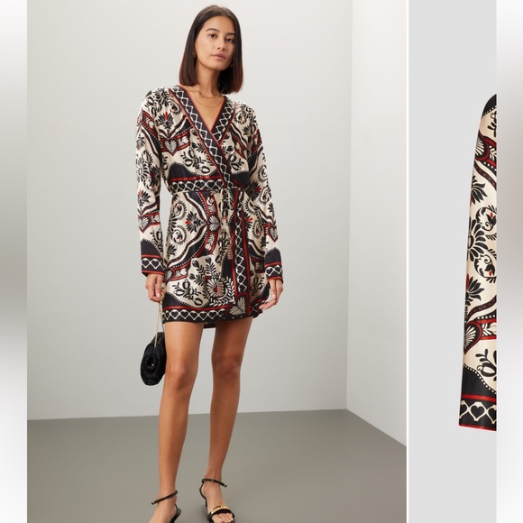 FARM Rio Black and Red Patterned Mini Dress - Picture 2 of 13